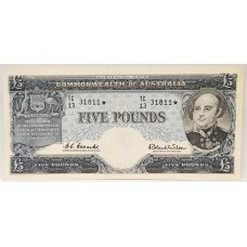 AUSTRALIA 1960 . FIVE 5 POUNDS BANKNOTE . COOMBS/WILSON . STAR NOTE . LAST PREFIX TC13